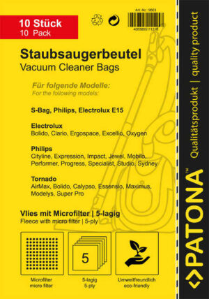 10 Sacchetti aspirapolvere Aeg S-bag, Philips, Electrolux E15 - immagine 3