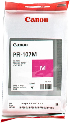 6707B001, Canon INK PFI-107 M, Cartuccia Originale inchiostro Magenta 130 ml
