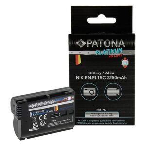 Batteria per Nikon, EN-EL15, D7000, Integrato USB-C per ricarica diretta